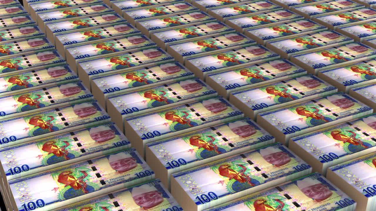 비아의 3d 애니메이션: 색 바탕에 어진 100 달라시 지폐