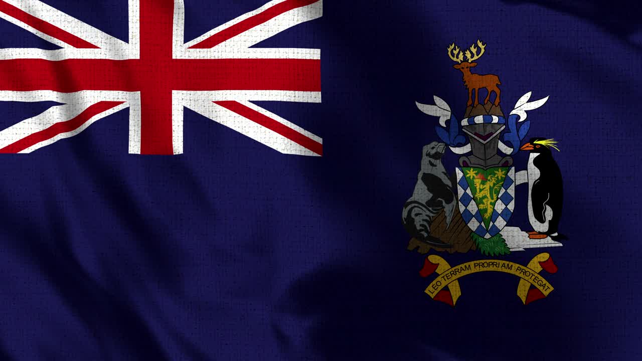 South Georgia and the South Sandwich Islands Flag - Realistic 4K - 30 fps flag of the South Africa waving in the wind.