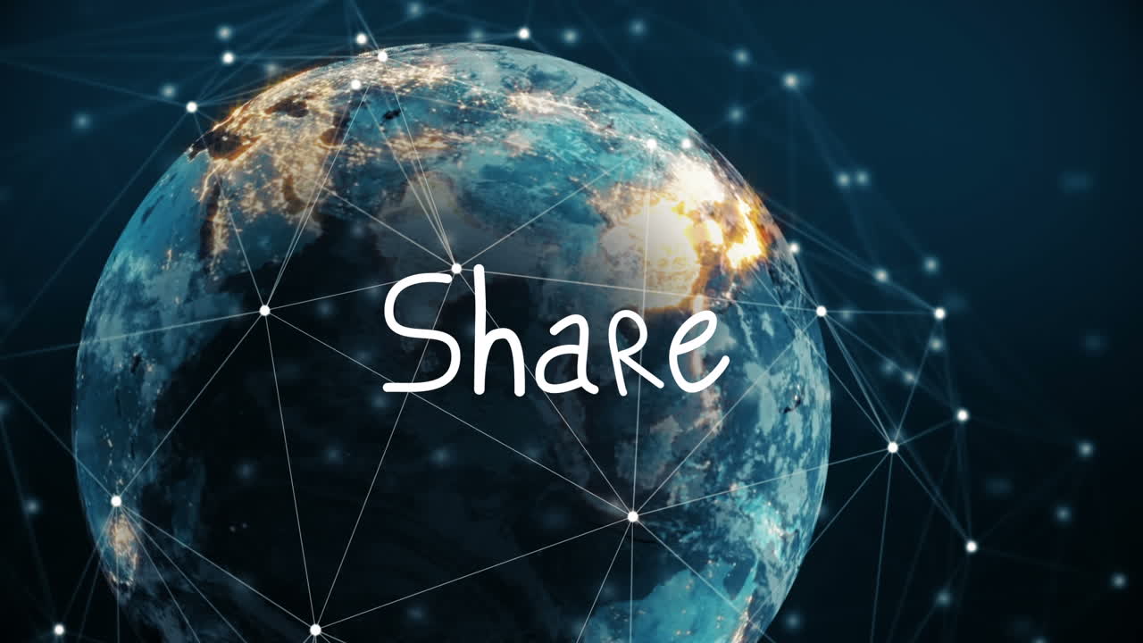 Animation of share text over globe