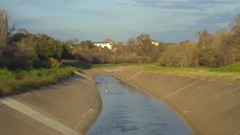 drone view of the houston buffalo bayou water way