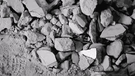 broken stones and boulders on a building site stock video