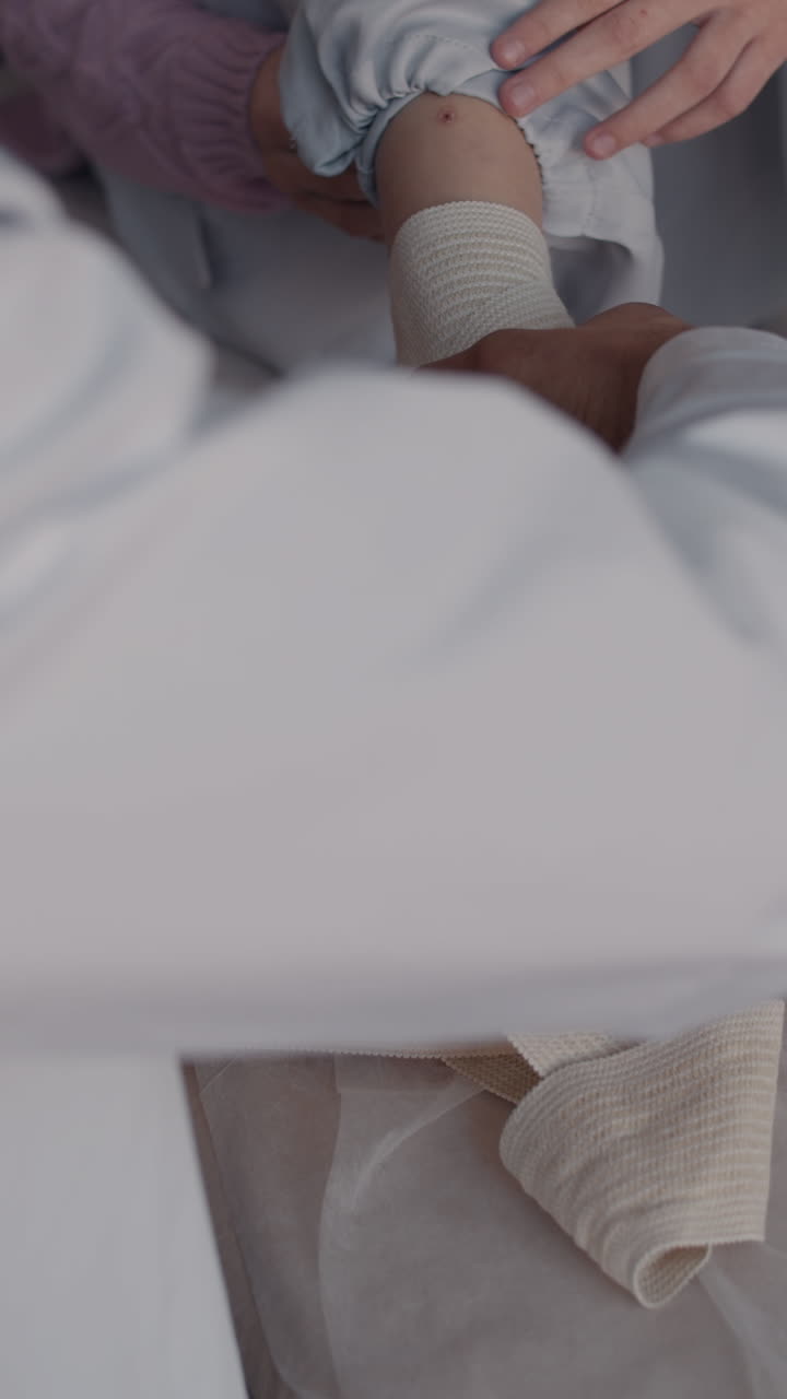 Providing medical care to a child with an injured foot