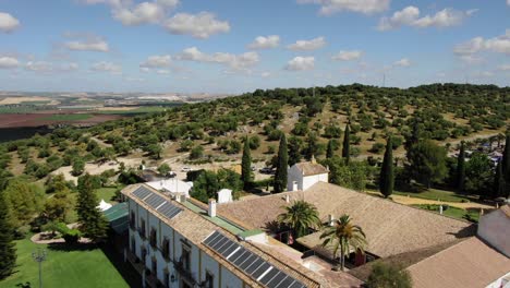 Hacienda-El-Rosalejo-in-rural-landscape-at-Villamartin-in-Andalusia,-Spain