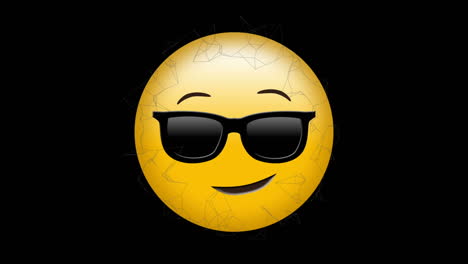 formas geométricas abstractas flotando contra la cara con gafas de sol emoji en fondo negro