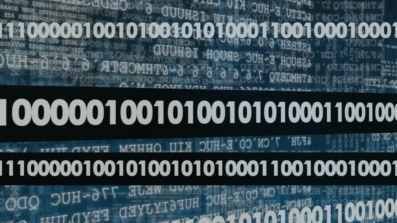 animación del procesamiento de datos sobre un fondo negro