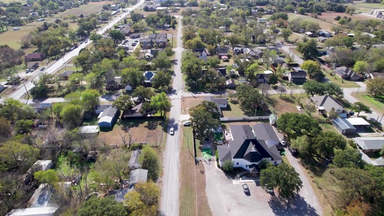 Video aereo di una zona residenziale di Boyd, Texas