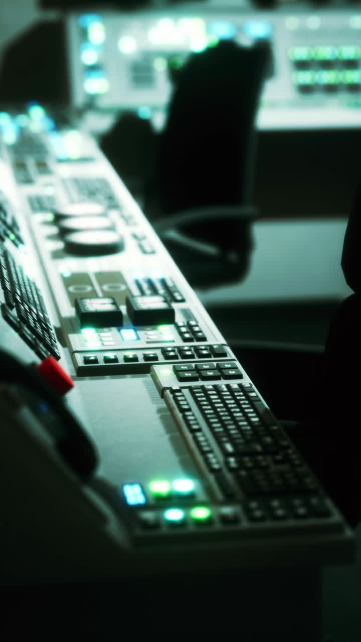 Close-up of a control panel in a recording studio