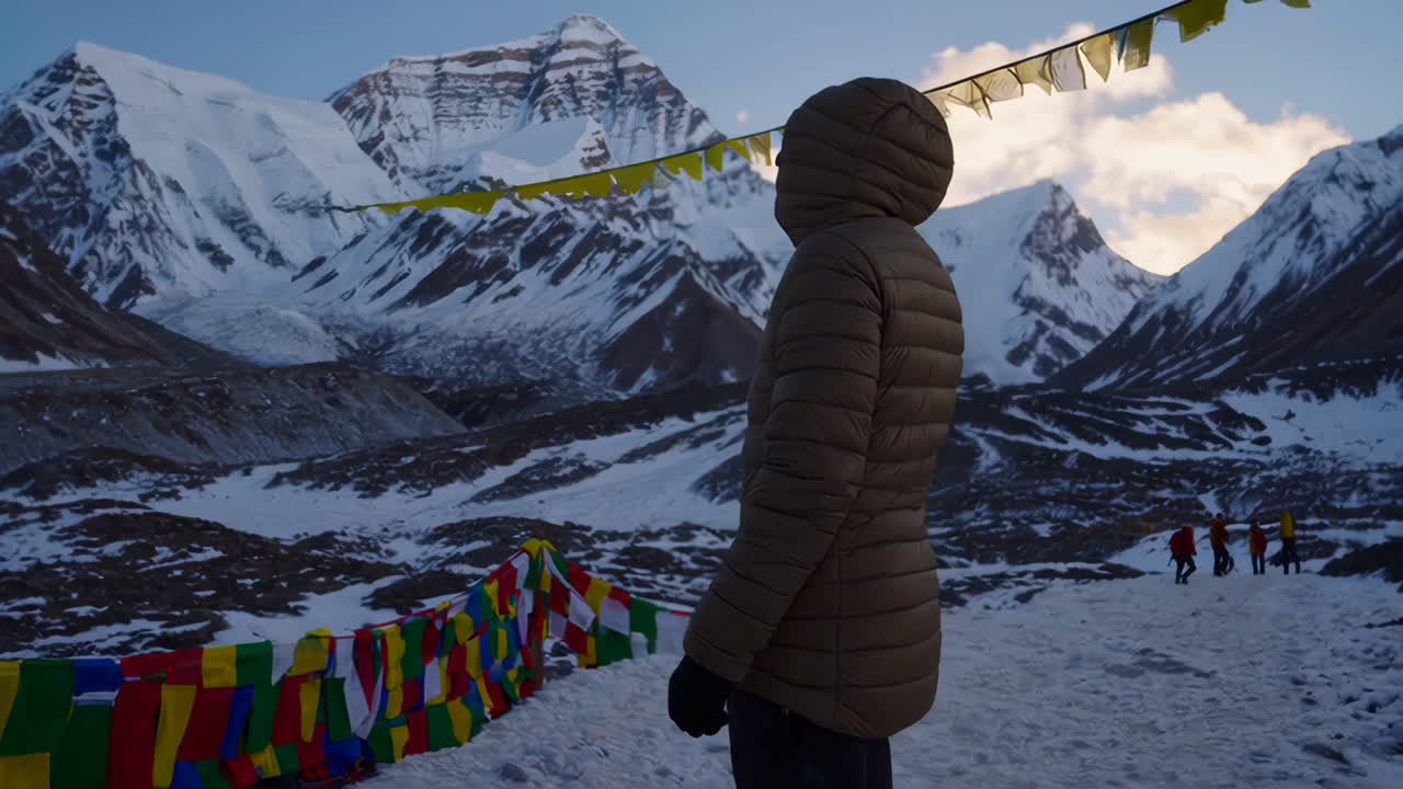 Person gazing at majestic Himalayan Mountain Range