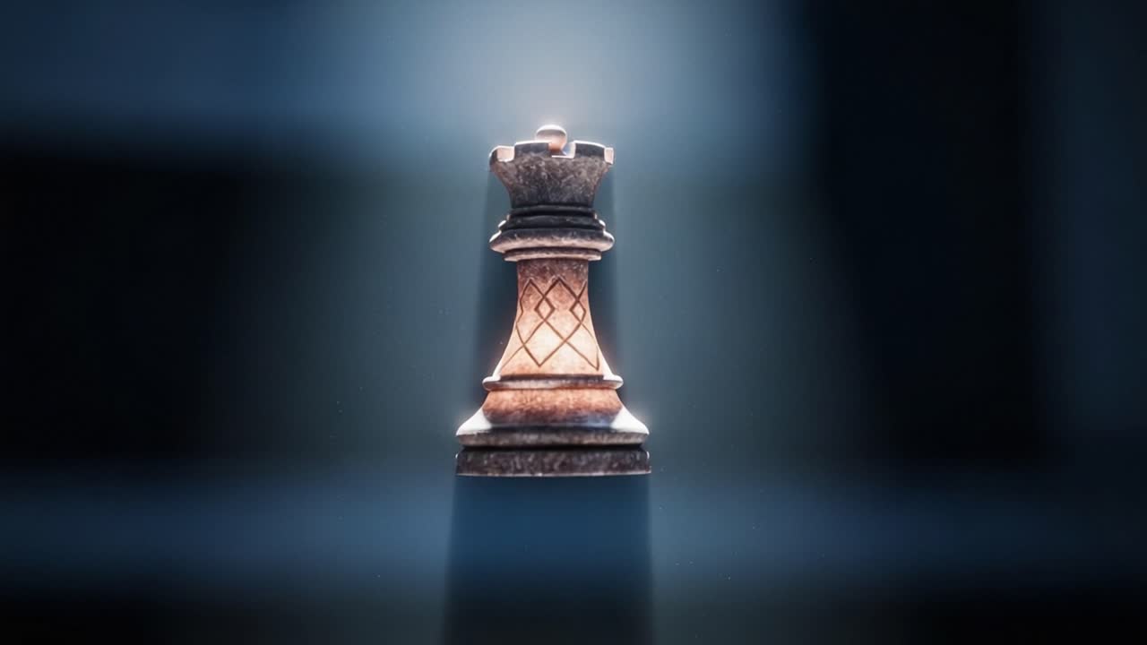 Illuminated Chess Rook: A Captivating Journey Through Time and Strategy in the Realm of Chess, Symbolizing Power and Tactical Brilliance
