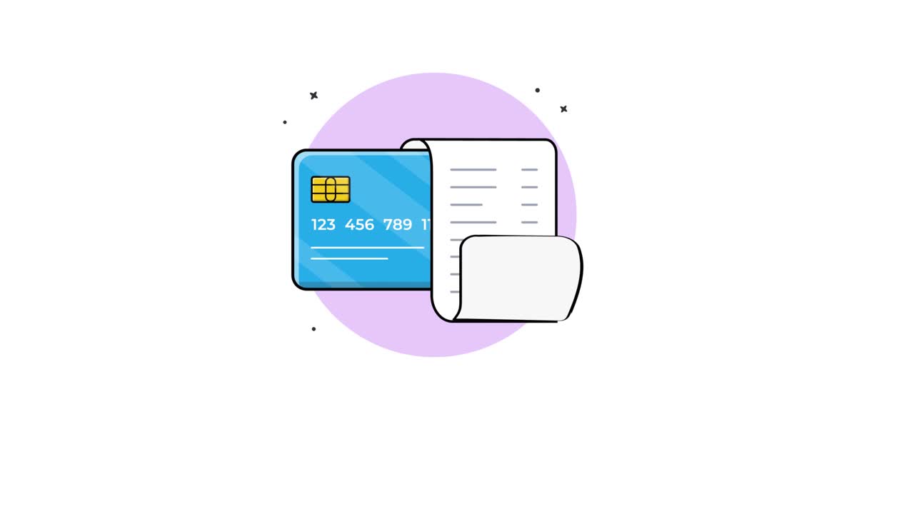 Animated Credit Card Generating Long Financial Receipts