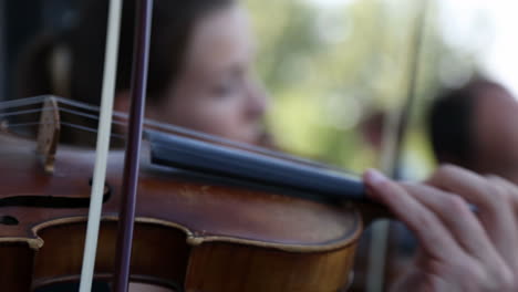 the musicians play on stringed instruments