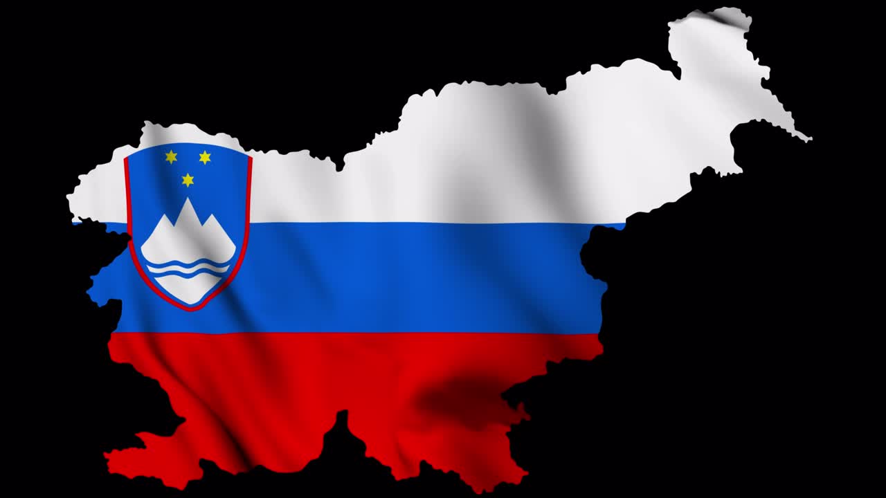 알파 채널과 원활한 루프를 가진 슬로베니아 발을 흔드는 지도