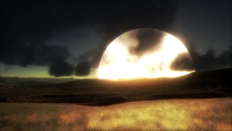 puesta de sol en las dunas de arena