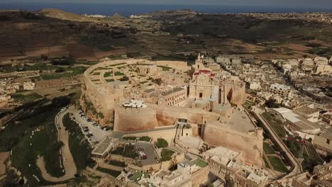 aerial view of the citadel of victoria on gozo island, malta, europe