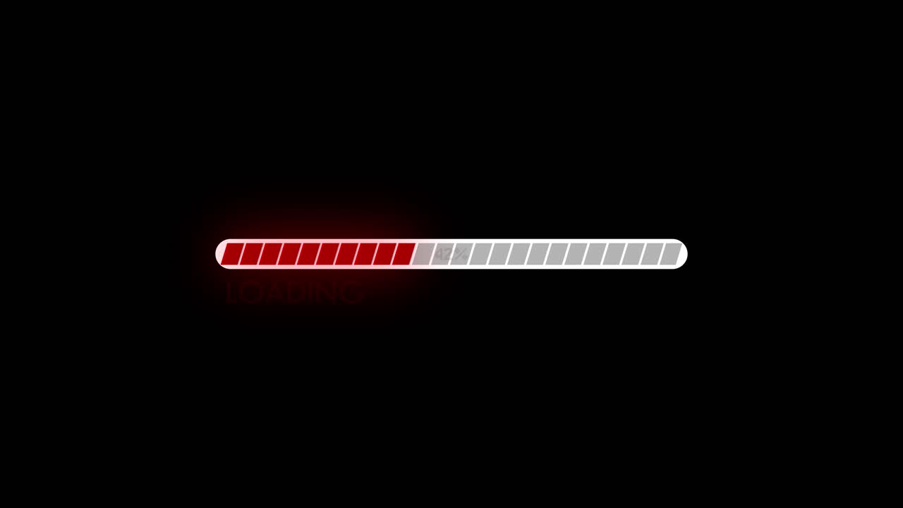 Red Loading Progress Bar Animation on Black Background