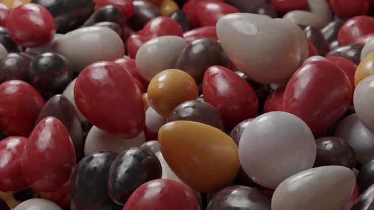 Pile of colorful Easter eggs