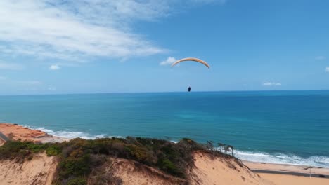 paragliding in the beautiful tropical northeast brazil on a warm sunny summer day near pipa in rio grande do norte, brazil