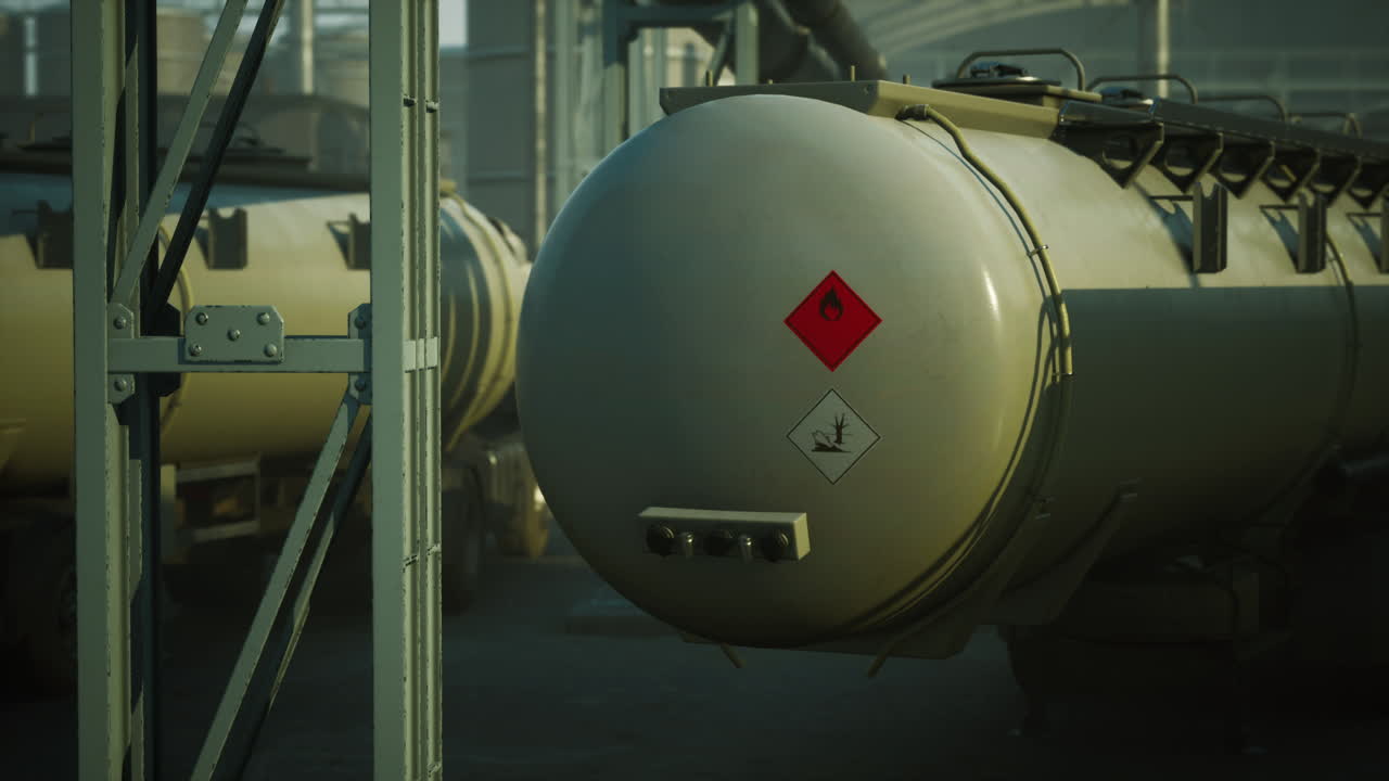 연료  ⁇ 크와 산업 저장소가 있는 트럭