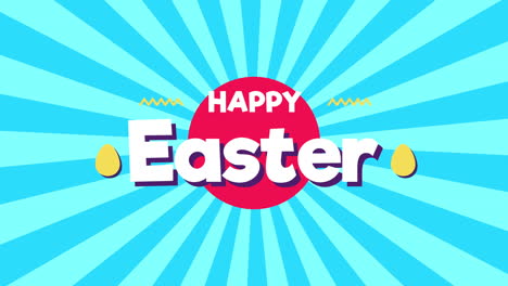 Animated-closeup-Happy-Easter-text-on-blue