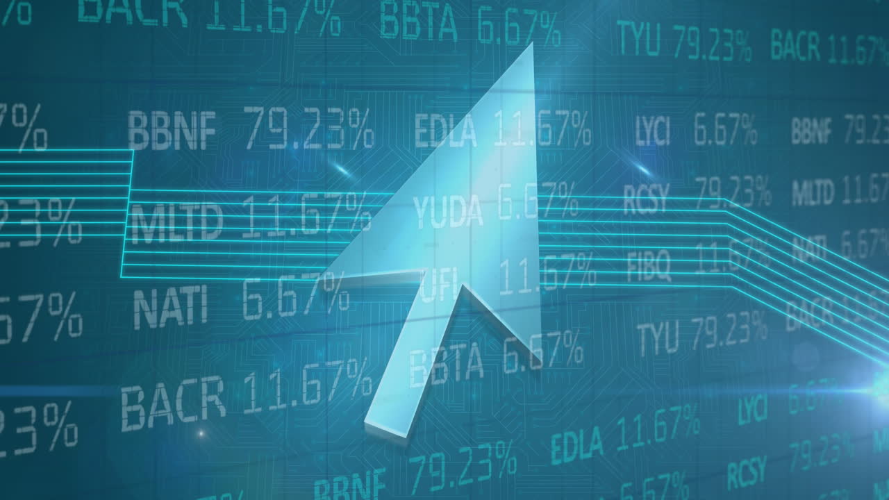 주식 데이터가 떠다니는 커서의 애니메이션