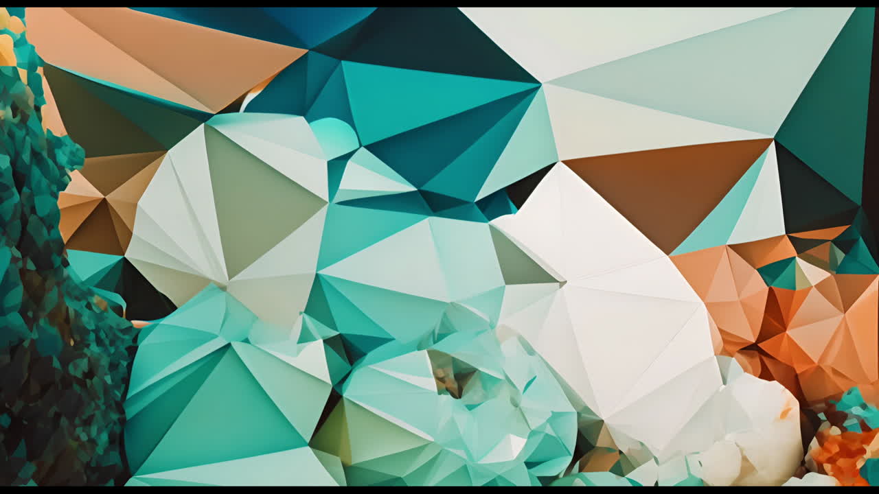 Abstract Low-Poly Geometric Background with Teal and Brown Tones
