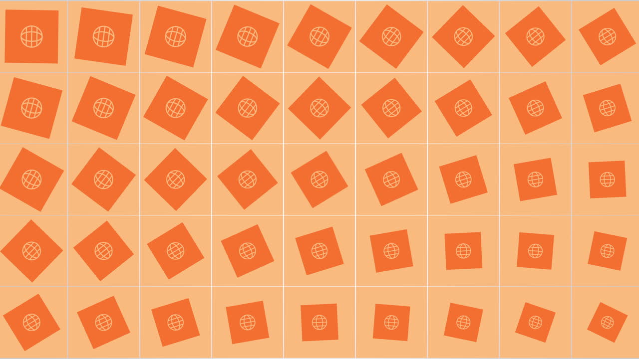 Social globe network icons pattern on orange gradient