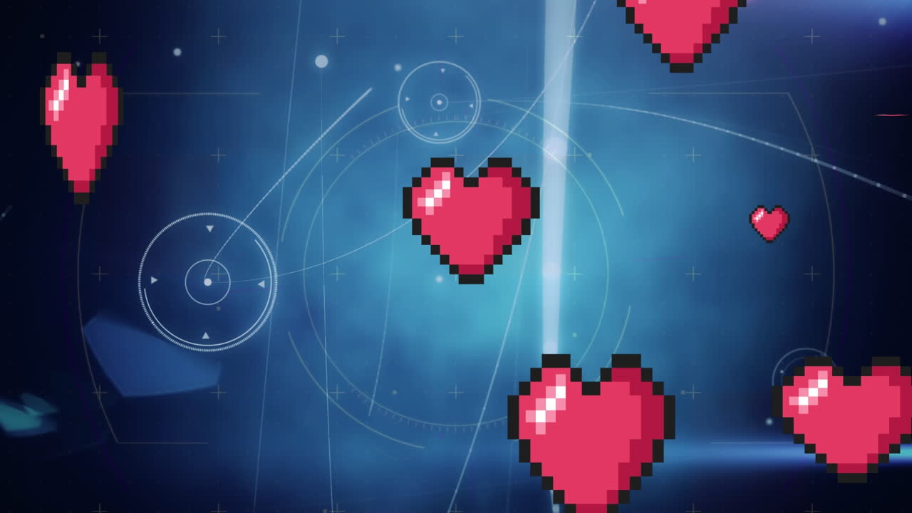 анимация обработки данных на синем фоне