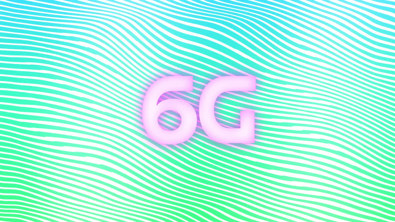 Animation of 6g over shapes on blue background