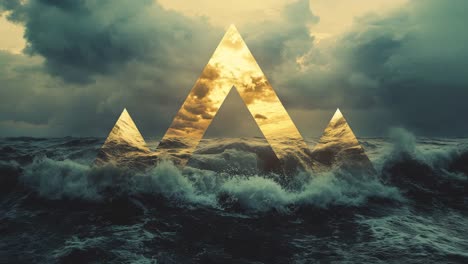 abstract mountain landscape over turbulent sea