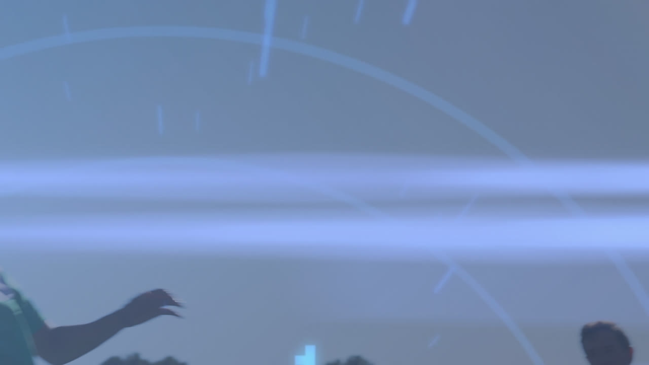 animación del procesamiento de datos sobre jugadores de fútbol masculinos afroamericanos