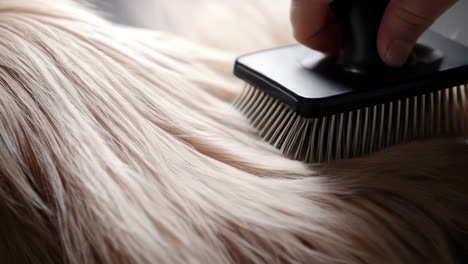 dog grooming with a brush