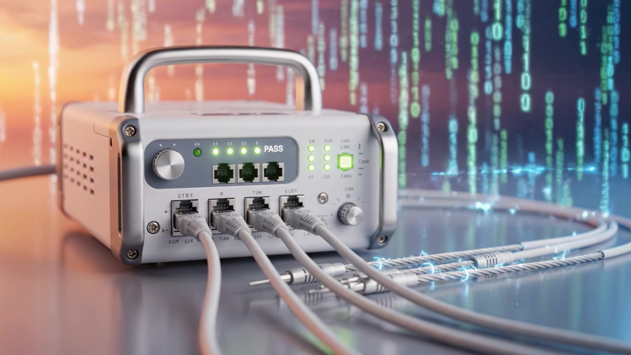 Advanced Connectivity Device with Multiple Ports and Indicator Lights Showcasing Data Transmission Capabilities and Versatile Functionality in a Modern Environment