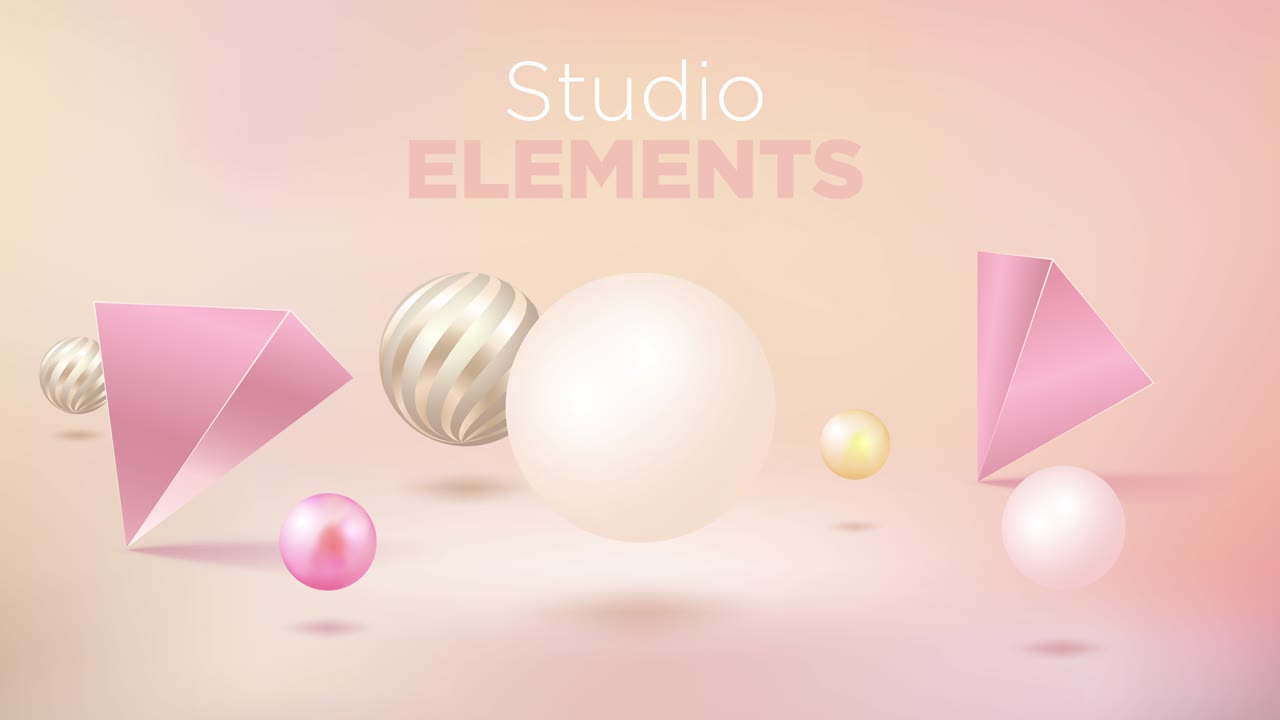 fondo de estudio rosado con elementos geométricos en video 4k.