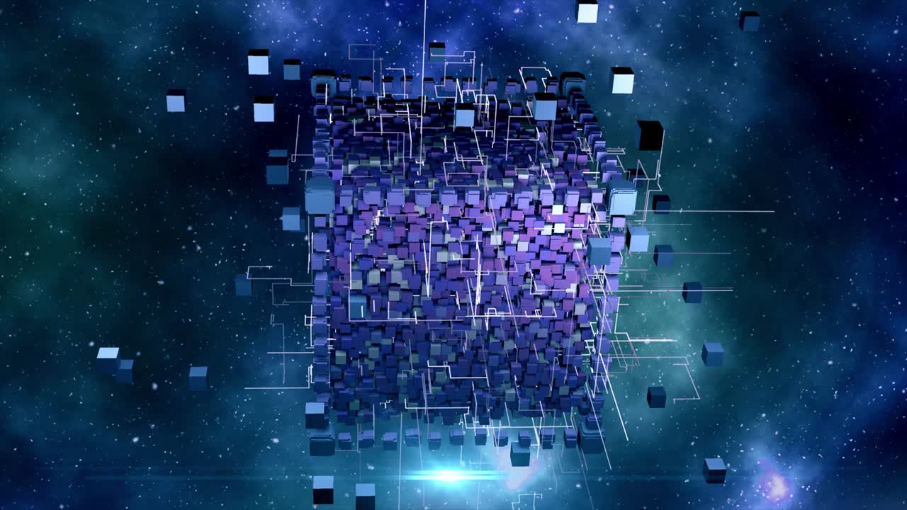 Alien Cube, Borg Collective, Construction, Geometric Genius Shape, Building, 3D Cubes, Fantasy Space