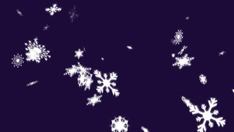 snowflakes animation falling against dark blue background