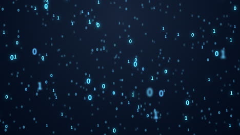 números de codificación binaria esparcidos en fondo azul, renderización en 3d.