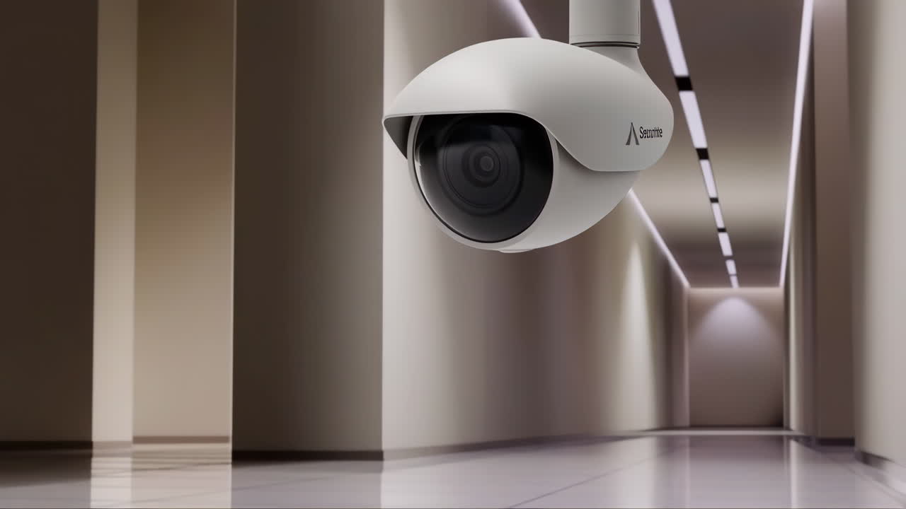 Modern Security Camera in a Hallway