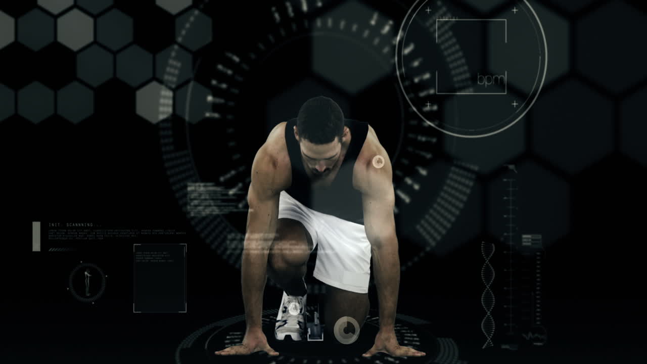 선수 남자 출발 블록에서 달리는