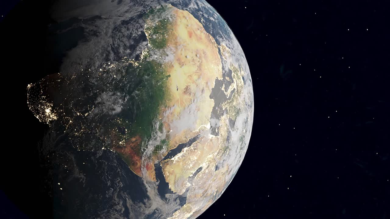 desierto del sahara en áfrica visto desde iss, representación digital 3d, vertical