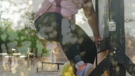 animación de árboles sobre mujeres diversas en la escalada de obstáculos.