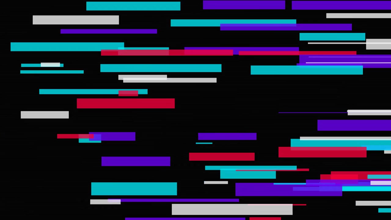 Grafis Gerak Abstrak dengan Bar Glitch Horizontal Berwarna-warni