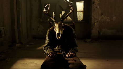 creepy deer skull figure