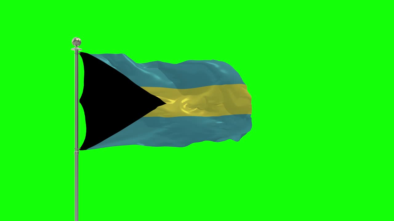 Bahamas 3D-Illustration der wehenden Flagge an einem Mast mit Chroma Key