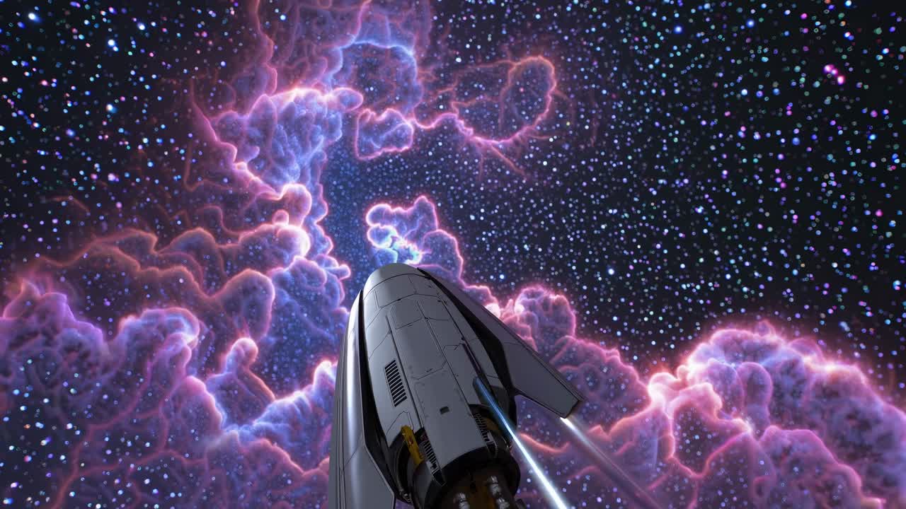 nave espacial en una nebulosa