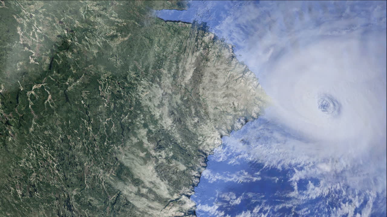 Breathtaking view from space with a huge hurricane. Hurricane Irma, storm, tornado.