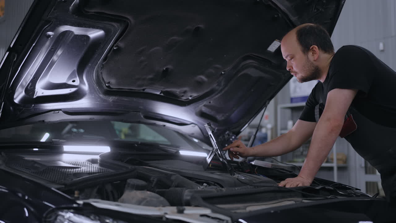 controlador maestro de la máquina de ajuste de chips con computadora debajo del capó conduce la máquina de ajuste de chips y parpadeo
