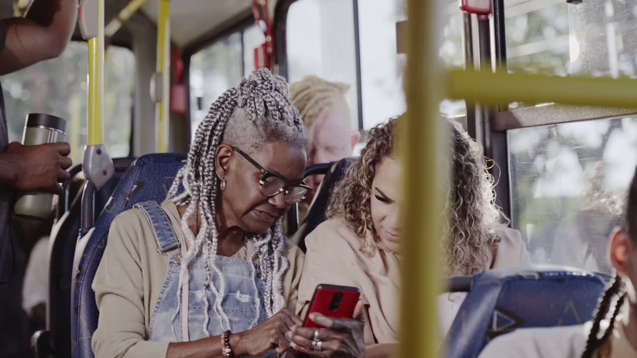 People traveling on a public bus