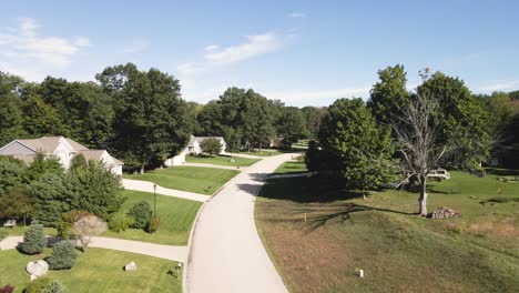 descend and push forward in a suburban neighborhood