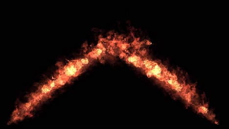 efecto de fuego de lanzallamas, disparando hacia arriba desde ambos lados de la pantalla, sobre fondo negro, efectos visuales animación 3d