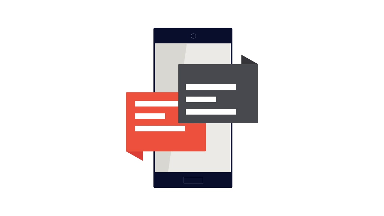 Animated Smartphone with Incoming and Outgoing Message Bubbles
